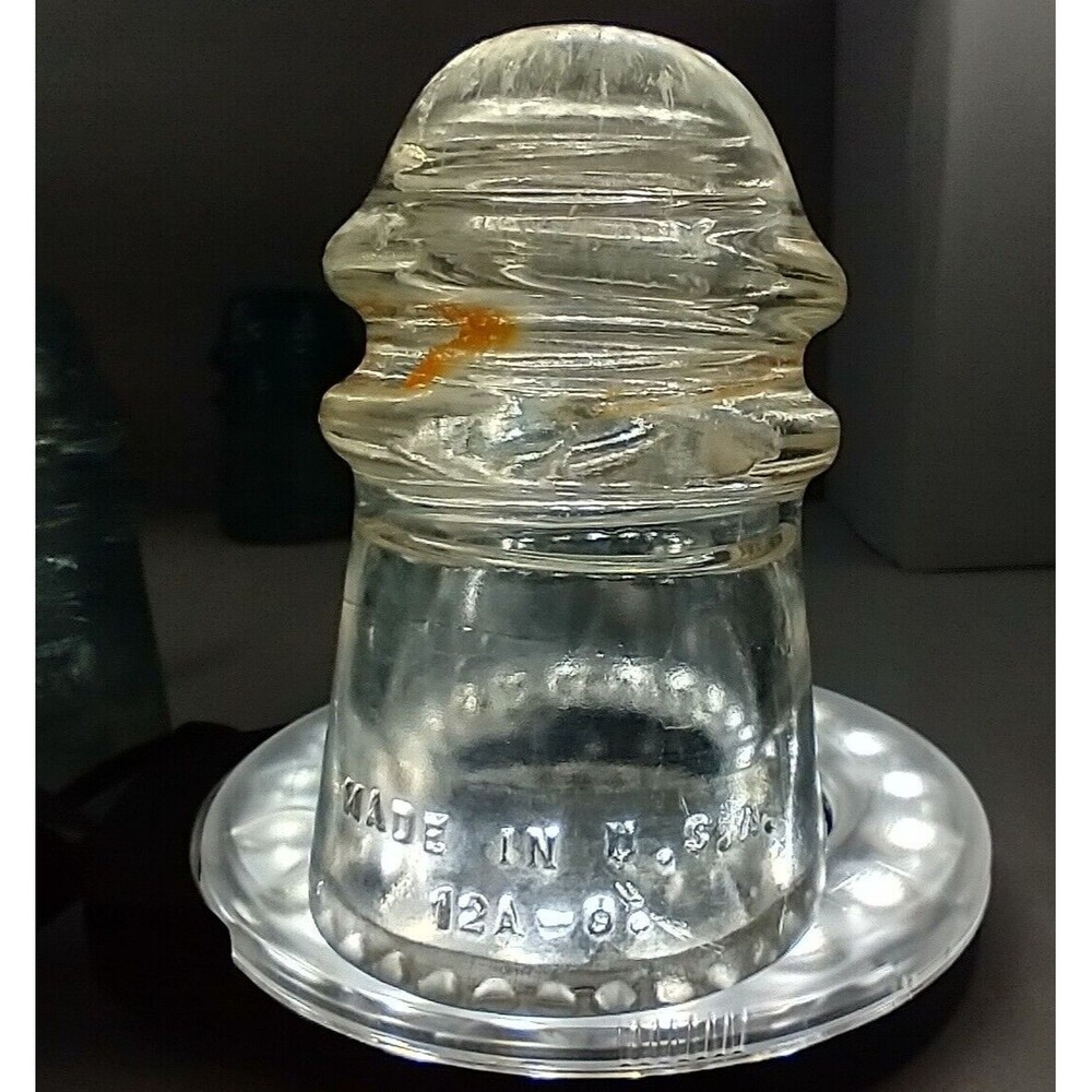 Hemingray Glass Insulator -9 Clear Glass Made In The USA 12A- please read